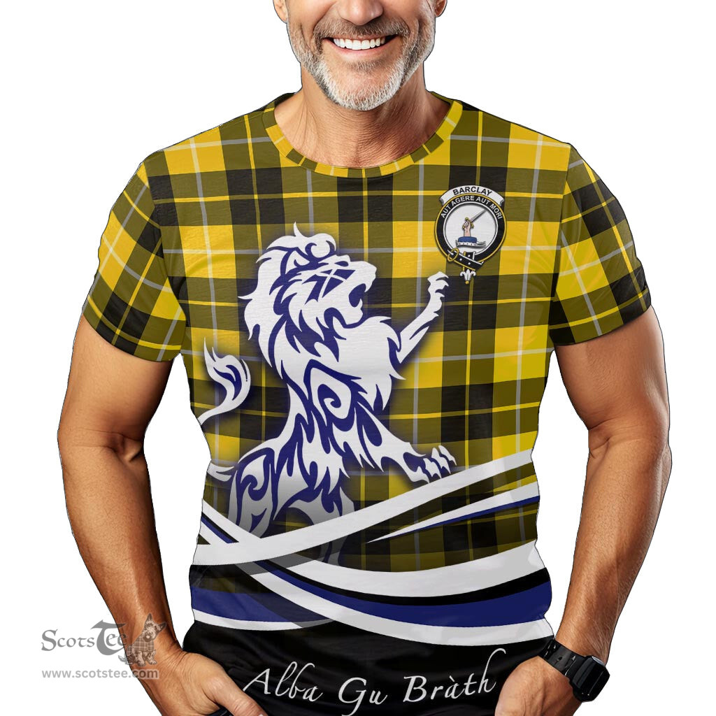 ScotsTee Shop Scottish Barclay Dress Modern Clan Crest Tartan T Shirt Alba Gu Brath Regal Lion Emblem