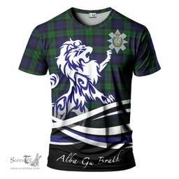 ScotsTee Shop Scottish Black Watch Clan Crest Tartan T Shirt Alba Gu Brath Regal Lion Emblem
