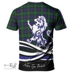 ScotsTee Shop Scottish Black Watch Clan Crest Tartan T Shirt Alba Gu Brath Regal Lion Emblem