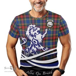 ScotsTee Shop Scottish Bethune Clan Crest Tartan T Shirt Alba Gu Brath Regal Lion Emblem