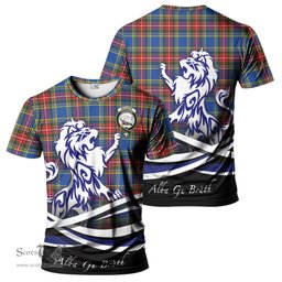 ScotsTee Shop Scottish Bethune Clan Crest Tartan T Shirt Alba Gu Brath Regal Lion Emblem