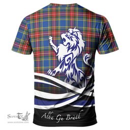 ScotsTee Shop Scottish Bethune Clan Crest Tartan T Shirt Alba Gu Brath Regal Lion Emblem