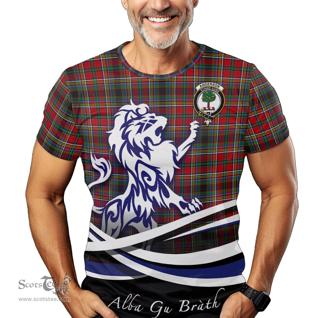 ScotsTee Shop Scottish Anderson of Arbrake Clan Crest Tartan T Shirt Alba Gu Brath Regal Lion Emblem