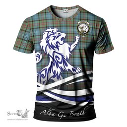 ScotsTee Shop Scottish Brisbane modern Clan Crest Tartan T Shirt Alba Gu Brath Regal Lion Emblem