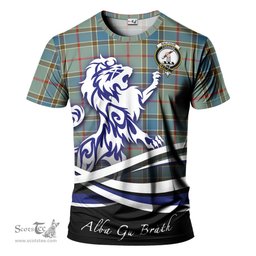 ScotsTee Shop Scottish Balfour Blue Clan Crest Tartan T Shirt Alba Gu Brath Regal Lion Emblem