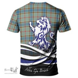 ScotsTee Shop Scottish Balfour Blue Clan Crest Tartan T Shirt Alba Gu Brath Regal Lion Emblem