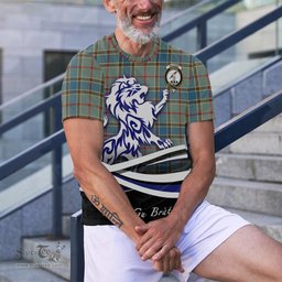 ScotsTee Shop Scottish Balfour Blue Clan Crest Tartan T Shirt Alba Gu Brath Regal Lion Emblem