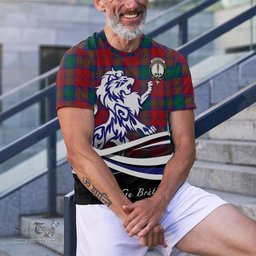 ScotsTee Shop Scottish Auchinleck Clan Crest Tartan T Shirt Alba Gu Brath Regal Lion Emblem