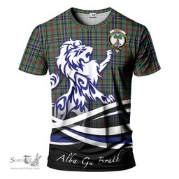 ScotsTee Shop Scottish Bisset Clan Crest Tartan T Shirt Alba Gu Brath Regal Lion Emblem