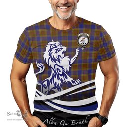 ScotsTee Shop Scottish Balfour Modern Clan Crest Tartan T Shirt Alba Gu Brath Regal Lion Emblem