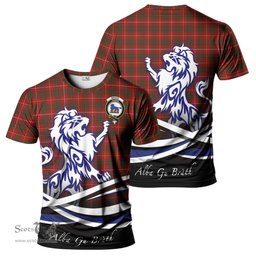 ScotsTee Shop Scottish Bruce Clan Crest Tartan T Shirt Alba Gu Brath Regal Lion Emblem