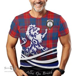 ScotsTee Shop Scottish Blane Clan Crest Tartan T Shirt Alba Gu Brath Regal Lion Emblem