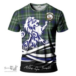 ScotsTee Shop Scottish Blyth Clan Crest Tartan T Shirt Alba Gu Brath Regal Lion Emblem