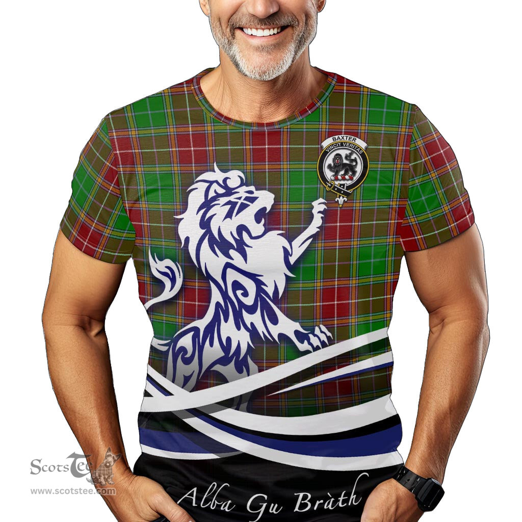 ScotsTee Shop Scottish Baxter Modern Clan Crest Tartan T Shirt Alba Gu Brath Regal Lion Emblem