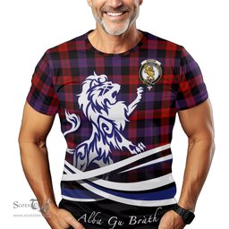 ScotsTee Shop Scottish Broun Modern Clan Crest Tartan T Shirt Alba Gu Brath Regal Lion Emblem