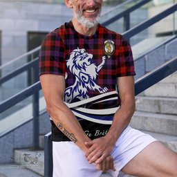 ScotsTee Shop Scottish Broun Modern Clan Crest Tartan T Shirt Alba Gu Brath Regal Lion Emblem