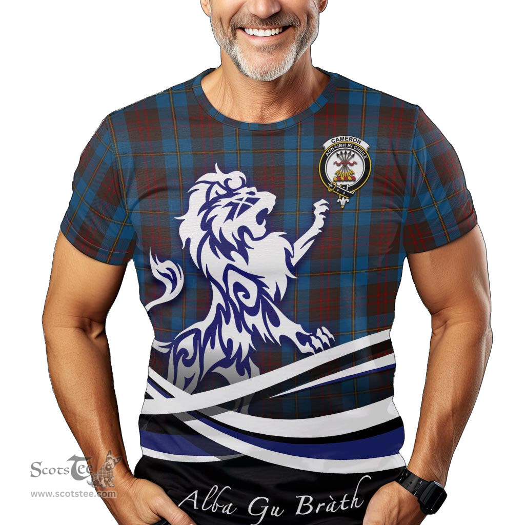 ScotsTee Shop Scottish Cameron Hunting Clan Crest Tartan T Shirt Alba Gu Brath Regal Lion Emblem