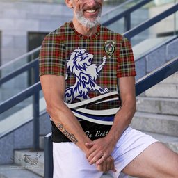 ScotsTee Shop Scottish Buchanan Old Dress Clan Crest Tartan T Shirt Alba Gu Brath Regal Lion Emblem