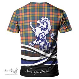 ScotsTee Shop Scottish Buchanan Ancient Clan Crest Tartan T Shirt Alba Gu Brath Regal Lion Emblem