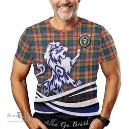 ScotsTee Shop Scottish Buchanan Ancient Clan Crest Tartan T Shirt Alba Gu Brath Regal Lion Emblem