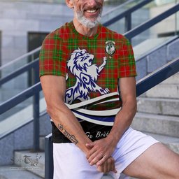 ScotsTee Shop Scottish Burnett Ancient Clan Crest Tartan T Shirt Alba Gu Brath Regal Lion Emblem