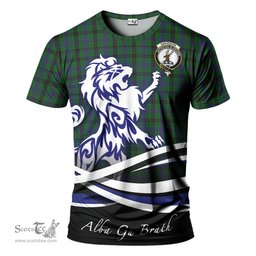 ScotsTee Shop Scottish Davidson Clan Crest Tartan T Shirt Alba Gu Brath Regal Lion Emblem