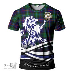 ScotsTee Shop Scottish Calder Modern Clan Crest Tartan T Shirt Alba Gu Brath Regal Lion Emblem