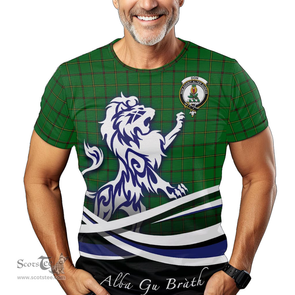 ScotsTee Shop Scottish Don Clan Crest Tartan T Shirt Alba Gu Brath Regal Lion Emblem
