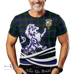 ScotsTee Shop Scottish Campbell Modern Clan Crest Tartan T Shirt Alba Gu Brath Regal Lion Emblem