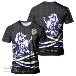 ScotsTee Shop Scottish Douglas Brown Clan Crest Tartan T Shirt Alba Gu Brath Regal Lion Emblem