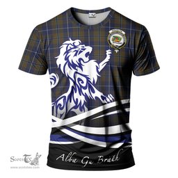 ScotsTee Shop Scottish Douglas Brown Clan Crest Tartan T Shirt Alba Gu Brath Regal Lion Emblem