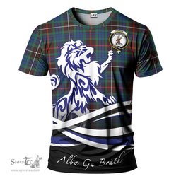 ScotsTee Shop Scottish Fraser Hunting Ancient Clan Crest Tartan T Shirt Alba Gu Brath Regal Lion Emblem