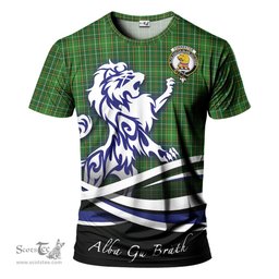 ScotsTee Shop Scottish Forrester Hunting Clan Crest Tartan T Shirt Alba Gu Brath Regal Lion Emblem