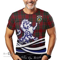 ScotsTee Shop Scottish Dundas Red Clan Crest Tartan T Shirt Alba Gu Brath Regal Lion Emblem