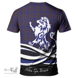 ScotsTee Shop Scottish Elliot Clan Crest Tartan T Shirt Alba Gu Brath Regal Lion Emblem
