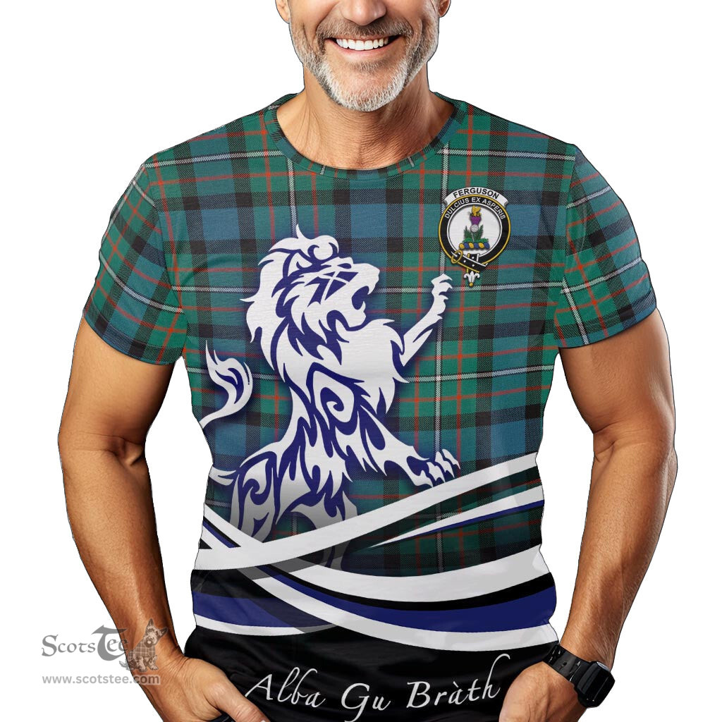 ScotsTee Shop Scottish Ferguson Ancient Clan Crest Tartan T Shirt Alba Gu Brath Regal Lion Emblem