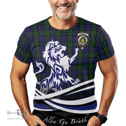 ScotsTee Shop Scottish Dundas Clan Crest Tartan T Shirt Alba Gu Brath Regal Lion Emblem