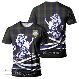 ScotsTee Shop Scottish Cunningham Hunting Clan Crest Tartan T Shirt Alba Gu Brath Regal Lion Emblem
