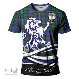 ScotsTee Shop Scottish Donnachaidh Clan Crest Tartan T Shirt Alba Gu Brath Regal Lion Emblem