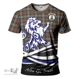 ScotsTee Shop Scottish Ferguson Weathered Clan Crest Tartan T Shirt Alba Gu Brath Regal Lion Emblem