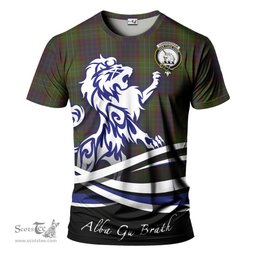 ScotsTee Shop Scottish Cunningham Hunting Modern Clan Crest Tartan T Shirt Alba Gu Brath Regal Lion Emblem