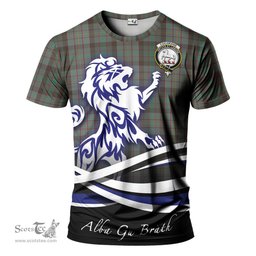 ScotsTee Shop Scottish Cochrane Hunting Clan Crest Tartan T Shirt Alba Gu Brath Regal Lion Emblem