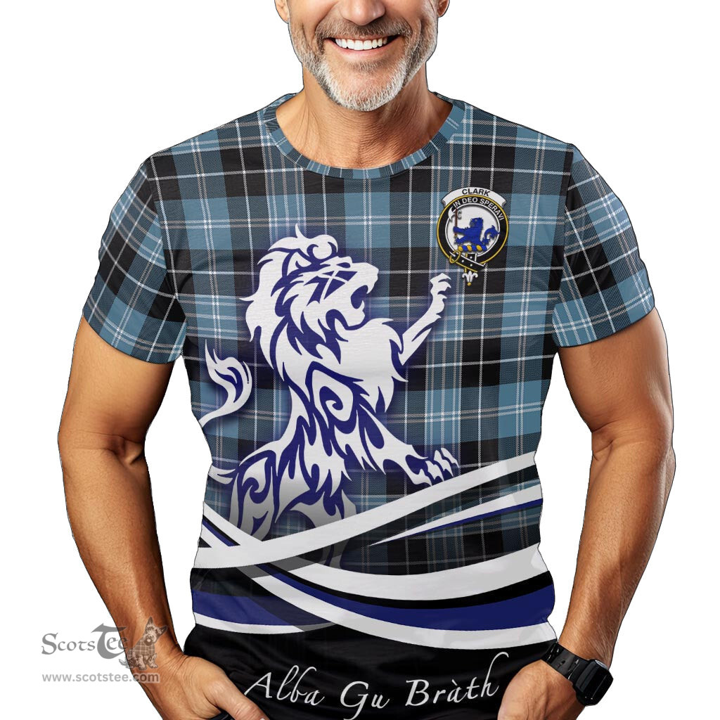 ScotsTee Shop Scottish Clark (Lion) Ancient Clan Crest Tartan T Shirt Alba Gu Brath Regal Lion Emblem