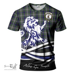 ScotsTee Shop Scottish Davidson of Tulloch Dress Clan Crest Tartan T Shirt Alba Gu Brath Regal Lion Emblem