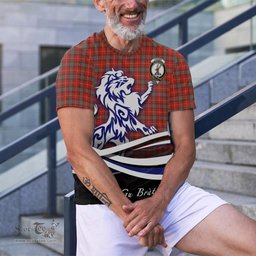 ScotsTee Shop Scottish Fraser Weathered Clan Crest Tartan T Shirt Alba Gu Brath Regal Lion Emblem