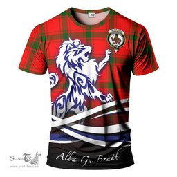 ScotsTee Shop Scottish Darroch Clan Crest Tartan T Shirt Alba Gu Brath Regal Lion Emblem