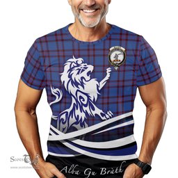 ScotsTee Shop Scottish Elliot Modern Clan Crest Tartan T Shirt Alba Gu Brath Regal Lion Emblem