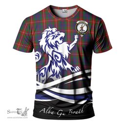 ScotsTee Shop Scottish Fraser of Lovat Clan Crest Tartan T Shirt Alba Gu Brath Regal Lion Emblem