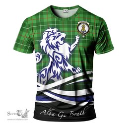 ScotsTee Shop Scottish Galloway Clan Crest Tartan T Shirt Alba Gu Brath Regal Lion Emblem