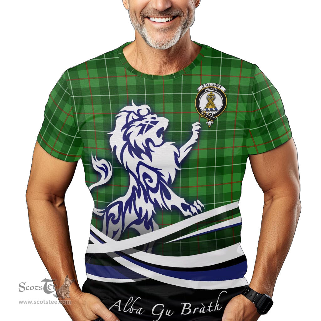 ScotsTee Shop Scottish Galloway Clan Crest Tartan T Shirt Alba Gu Brath Regal Lion Emblem